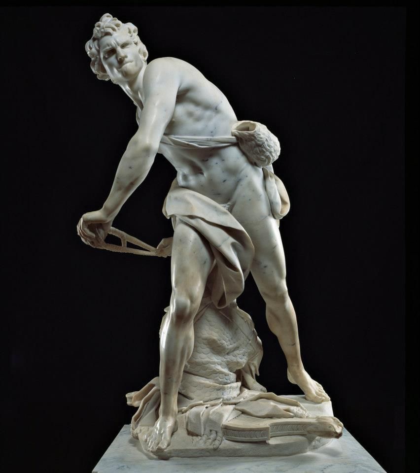 Gian Lorenzo Bernini: Gian Lorenzo Bernini, David, 1623–1624, Galleria Borghese, Rome, Italy. Pinterest.
