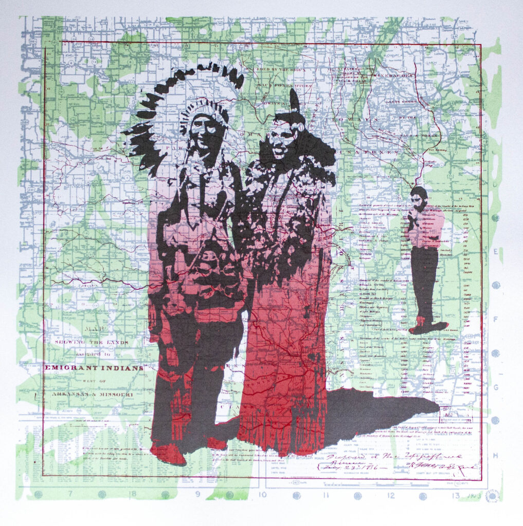 native american printmakers: Bobby C Martin, Emigrant Indians No 1, 2018, collection of the artist, Georgia Museum of Art, Athens, GA, USA.

