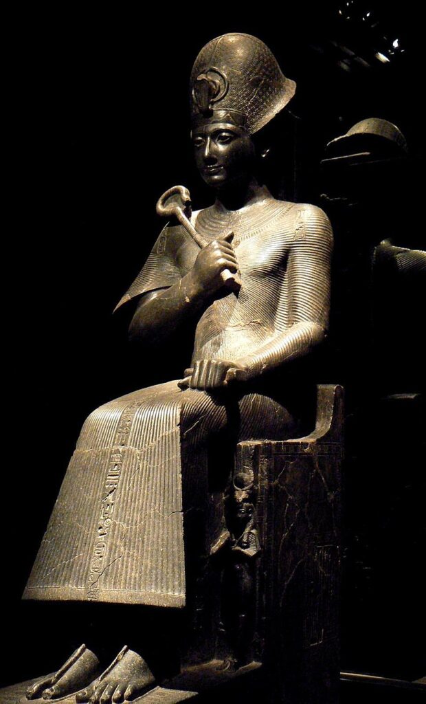 Statue of Ramses II, diorite, c. 1380 BCE, Museo Egizio, Turin, Italy.