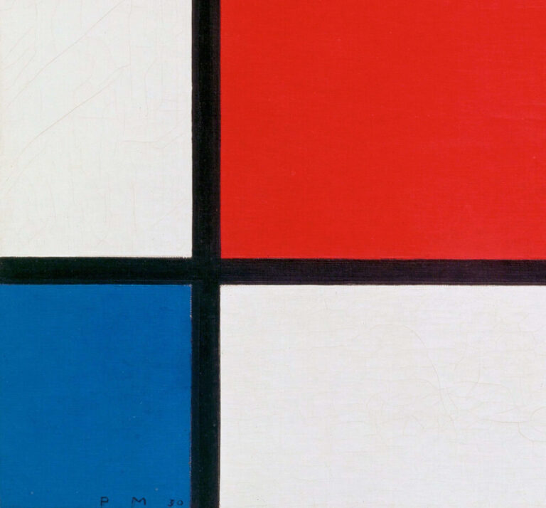 Piet Mondrian's Composition: Piet Mondrian, Composition with Red, Blue and Yellow, 1930, Kunsthaus Zürich, Switzerland. Detail.

