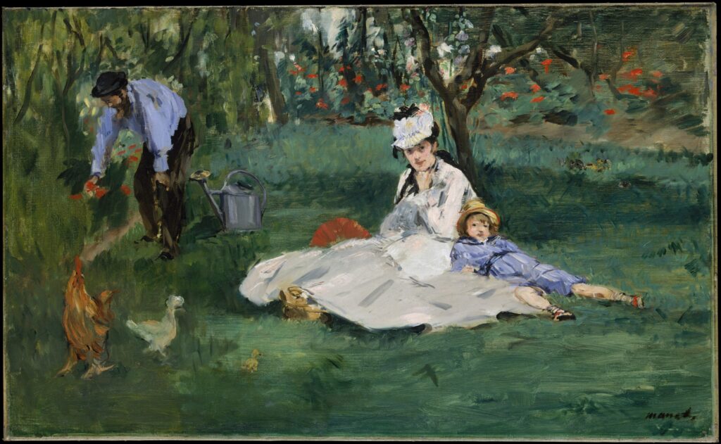 Édouard Manet: Édouard Manet, The Monet Family in Their Garden at Argenteuil, 1874, The Metropolitan Museum of Art, New York, NY, USA.
