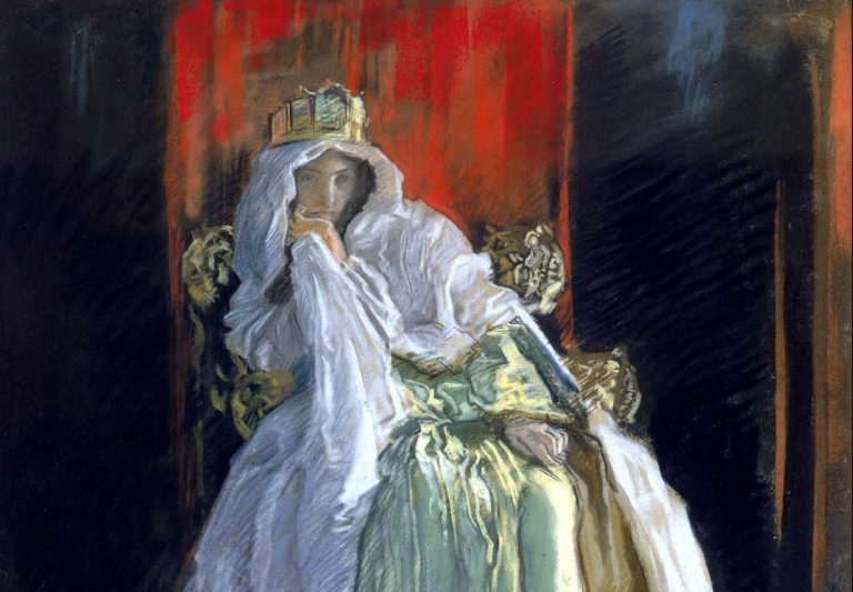 Edwin Austin Abbey: Edwin Austin Abbey, The Queen in Hamlet, 1895, Smithsonian American Art Museum, Washington, DC, USA. Detail.
