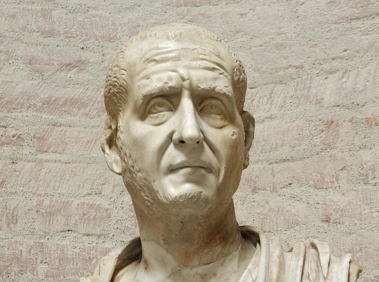 bust of Decius: Bust of Decius, Capitoline Museums, Rome, Italy. Photo by José Luiz Bernardes Ribeiro via Wikimedia Comons (CC BY-SA 4.0). Detail.
