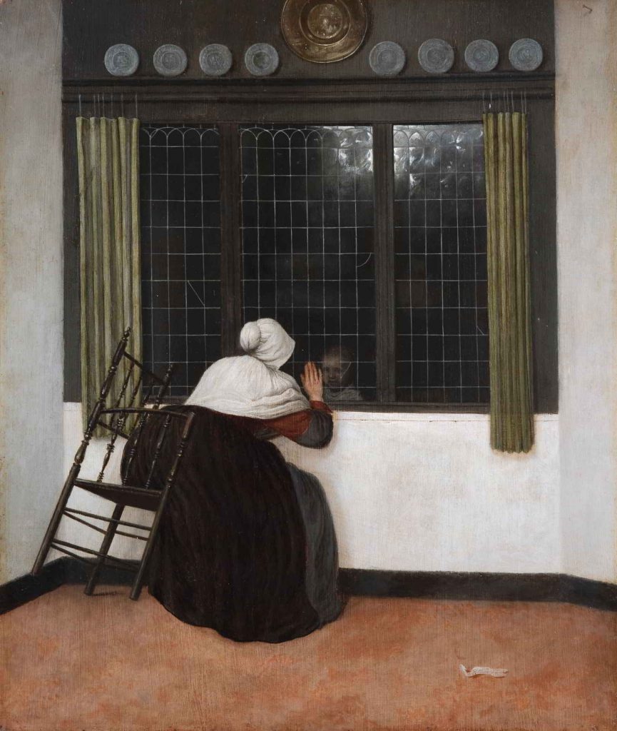 Jacobus Vrel: Jacobus Vrel, A Seated Woman Looking at a Child through a Window, Fondation Custodia, Frits Lugt Collection, Paris, France.
