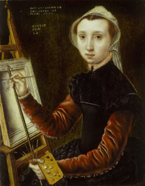 women self-portraits, Catharina van Hemessen, Self-portrait at the easel, 1548