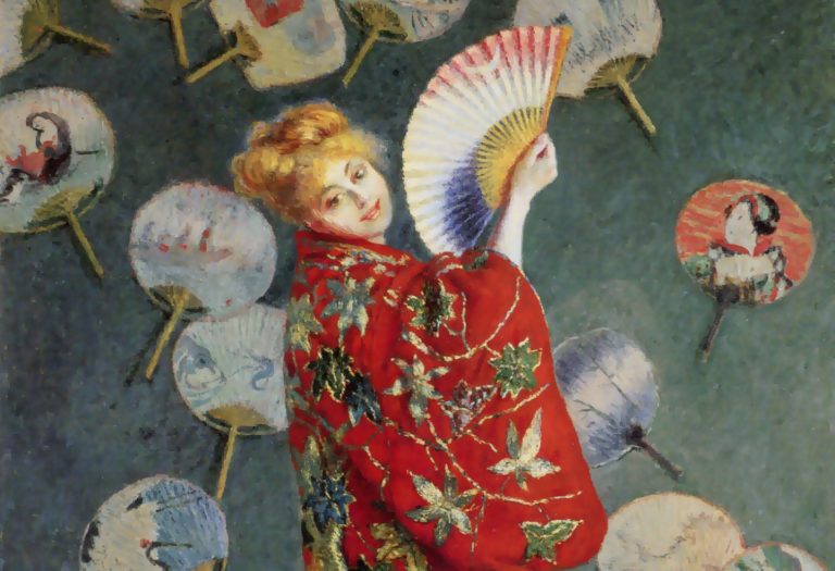Japonisme: Claude Monet, La Japonaise (Madame Monet wearing a kimono), 1876, Museum of Fine Arts, Boston, MA, USA. Detail.
