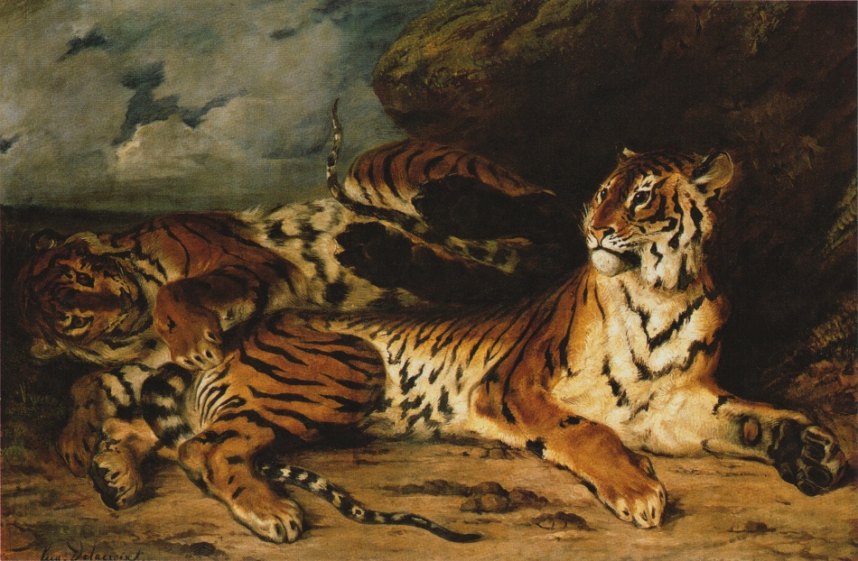 chinese new year tiger,Eugene Delacroix, Young tiger playing with its mother, 1830