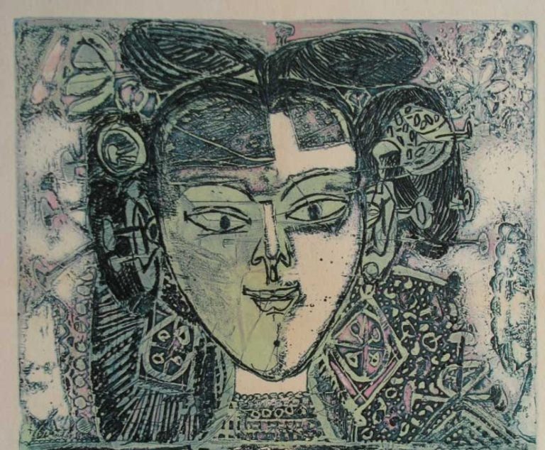 Indian Printmakers: K. Laxma Goud, Untitled, 1996, viscosity print on paper, Jehangir Nicholson Art Foundation, Mumbai, India. Detail.
