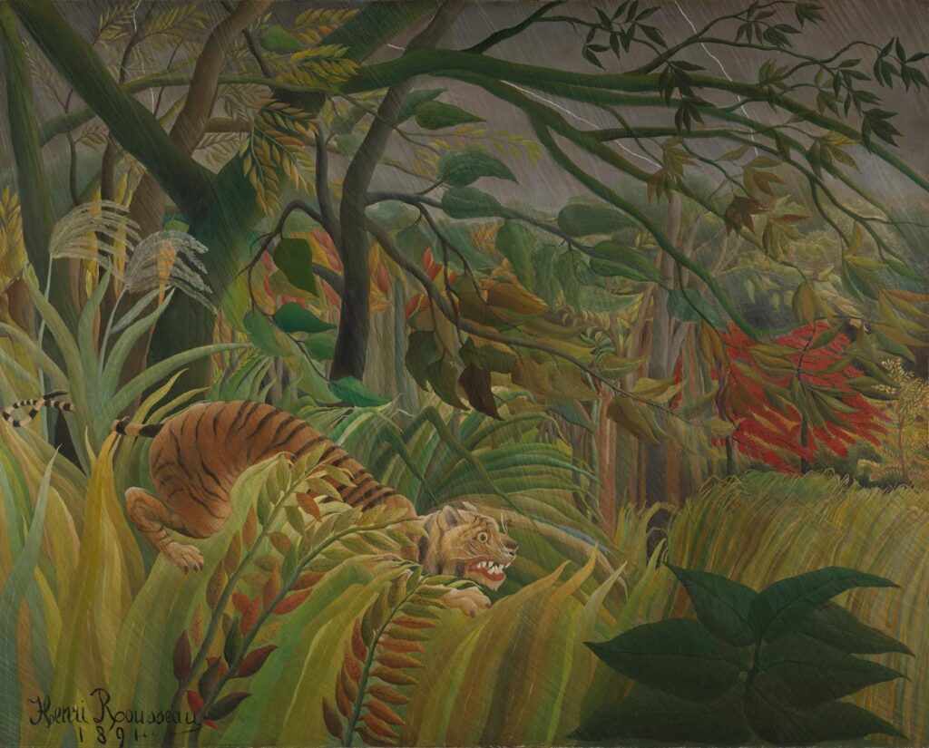chinese new year tiger: Henri Rousseau, Surprised, 1891, National Gallery, London, UK.
