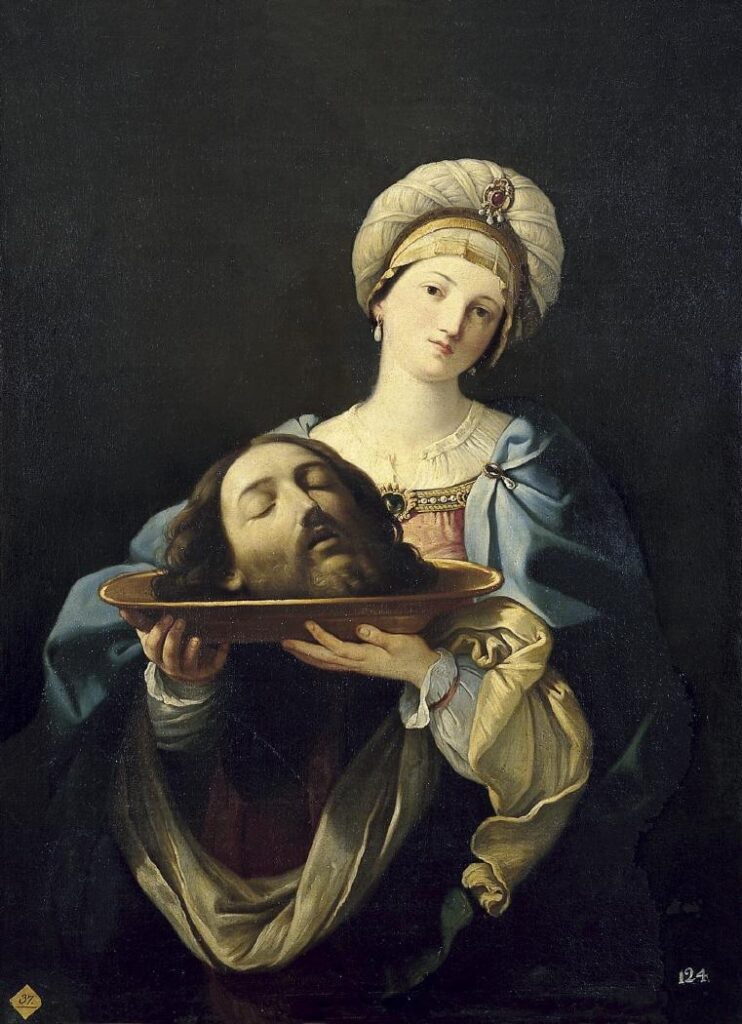 queens classical history: Mariano Salvador Maella, Salome with the head of the Baptist, 1761, Royal Academy of Fine Arts of San Fernando, Madrid, Spain