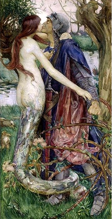 queens classical history: Isobel Lilian Gloag, The Kiss of the Enchantress, 1890, inspired by Keats's poem Lamia, wiki