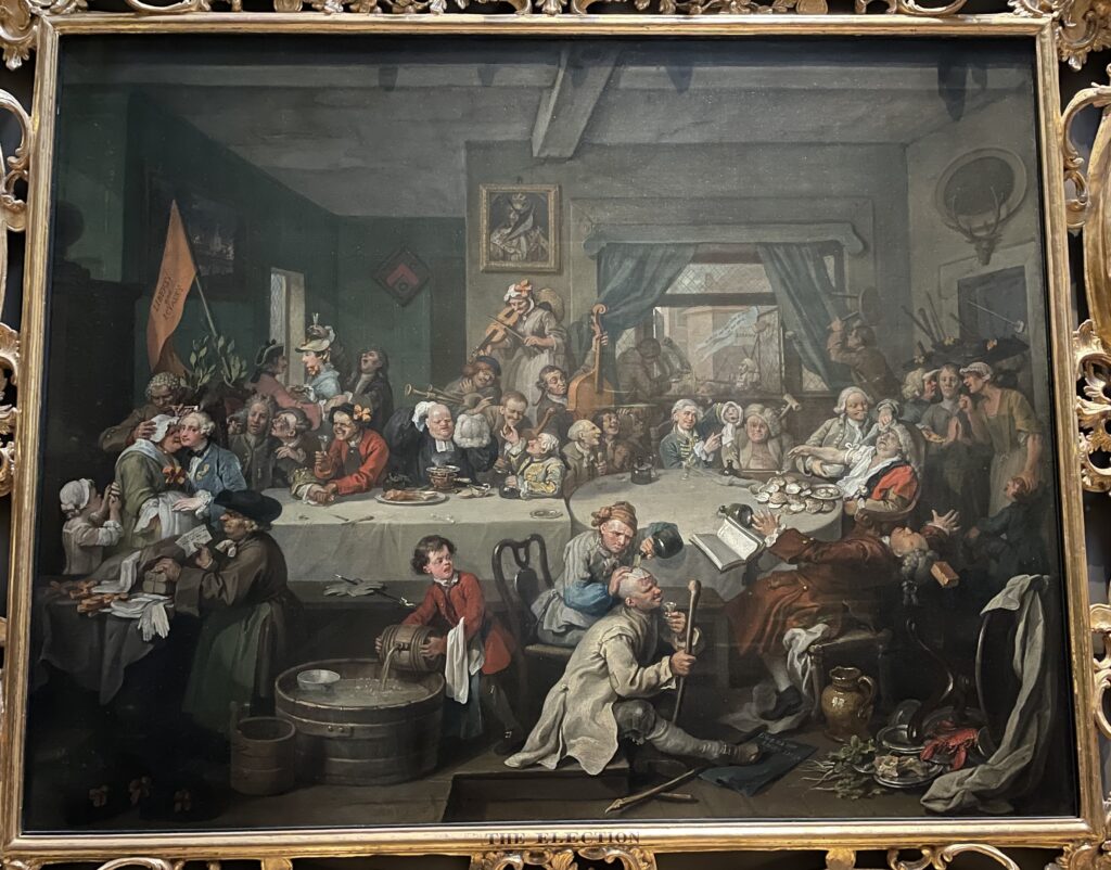 John Soane's Museum: William Hogarth, An Election Entertainment, The Humours of an Election series, 1755, Sir John Soane’s Museum, London, UK. Photo by the author.
