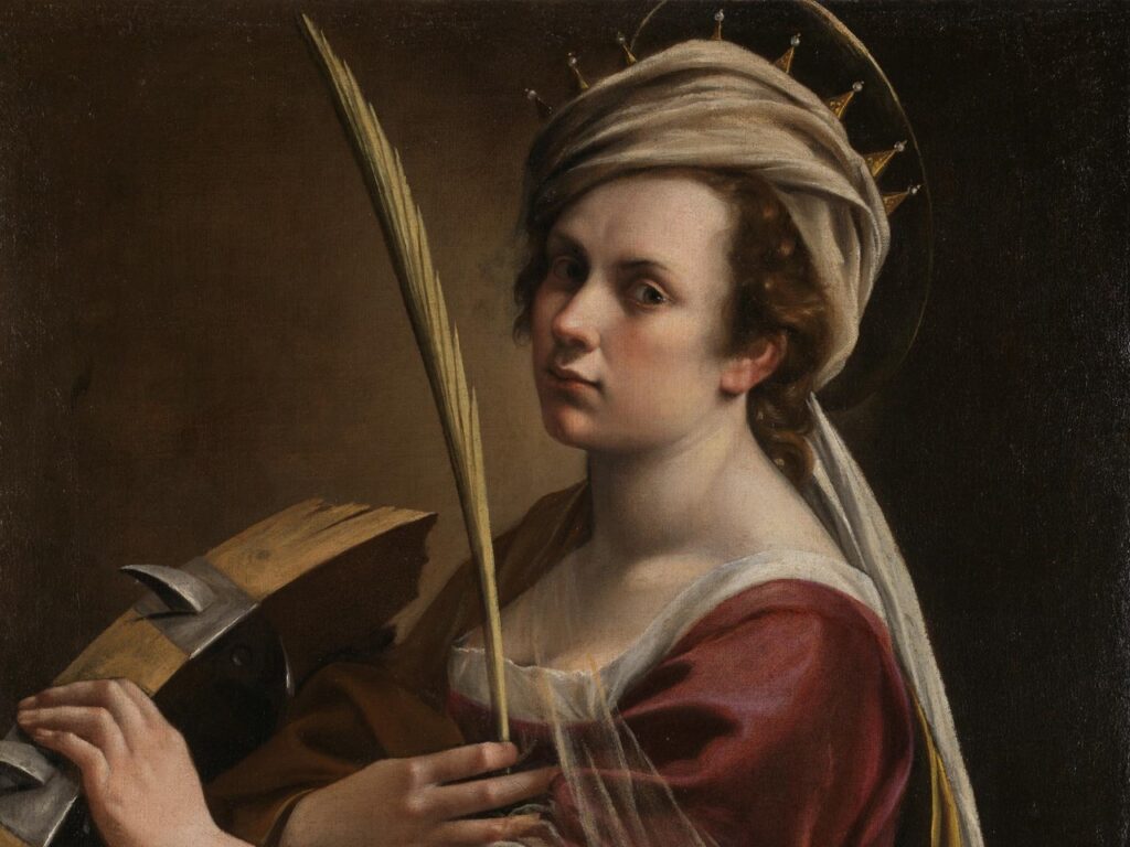 women's self-portraits: Women’s Self-Portraits: Artemisia Gentileschi, Self-portrait as Saint Catherine of Alexandria, 1615–1617, National Gallery, London, UK. Detail.
Here you can read more about this self-portrait.
