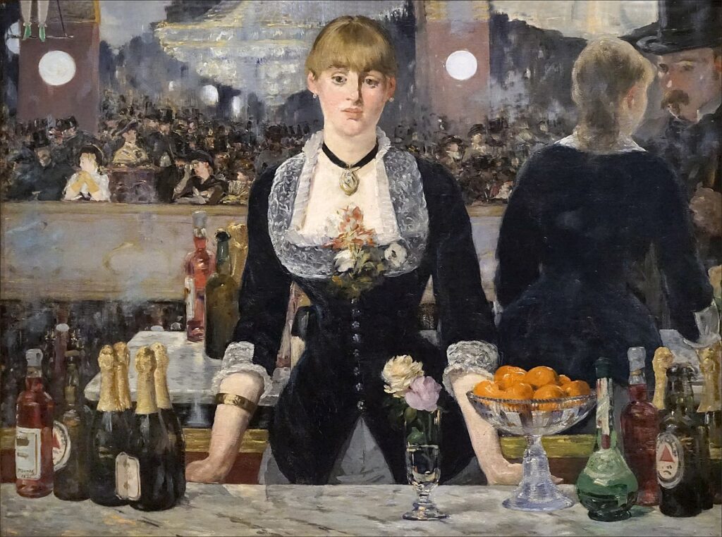 Manet facts: Édouard Manet, A Bar at the Folies-Bergère (Un bar aux Folies-Bergère), 1882, The Courtauld Gallery, London, UK.
