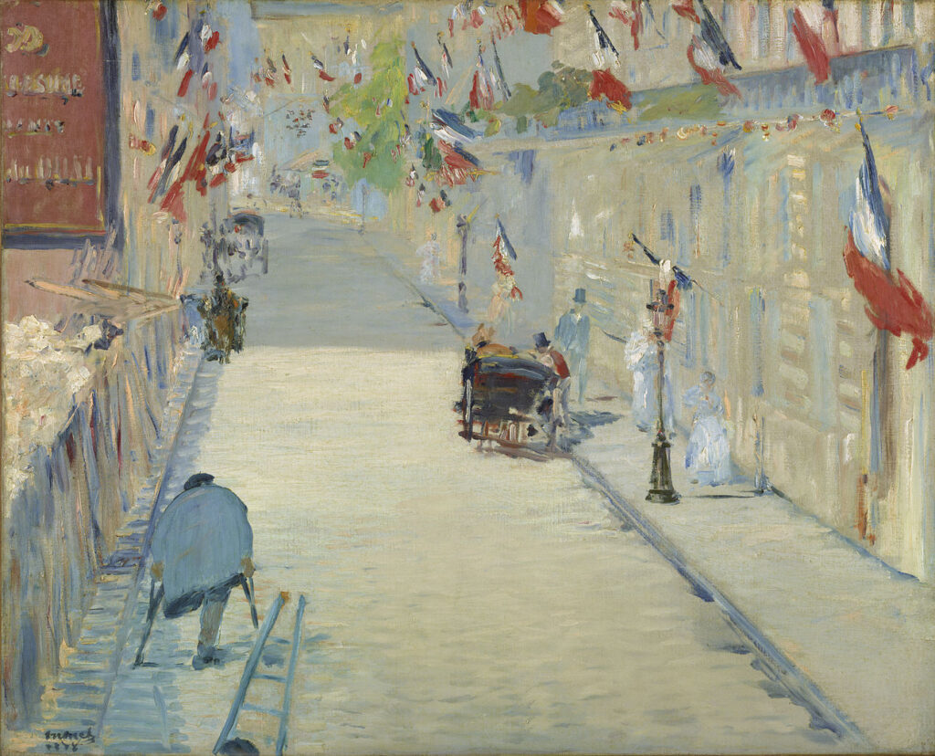 Manet facts: Édouard Manet, The Rue Mosnier with Flags, 1878, J. Paul Getty Museum, Los Angeles, CA, USA.
