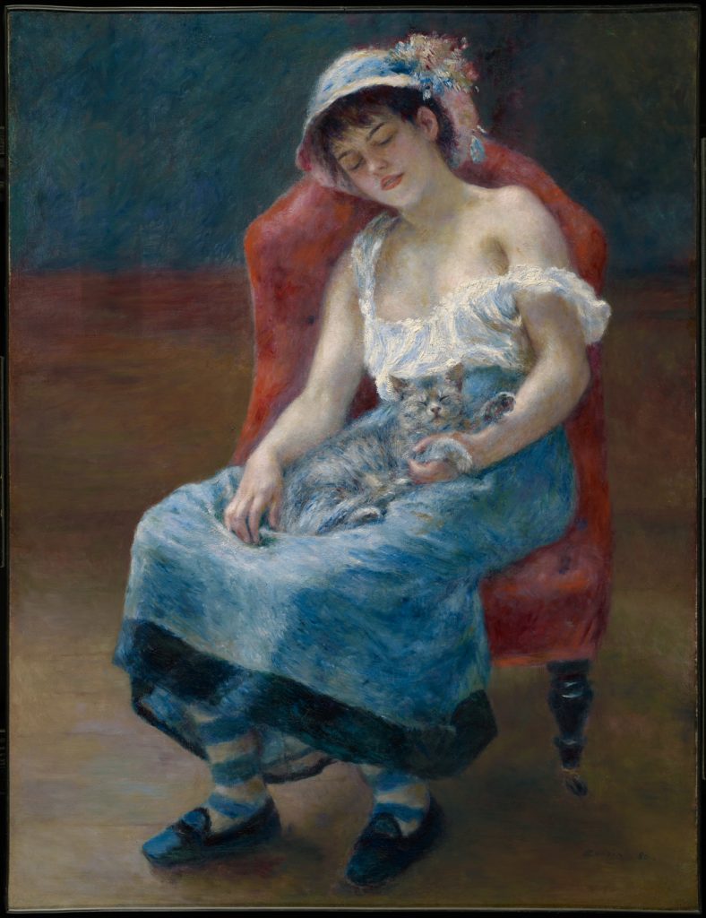 women and cats in art: Pierre-Auguste Renoir, Sleeping Girl, 1880, The Clark Art Institute, Williamstown, MA, USA.
