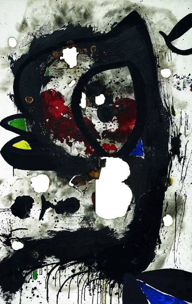 Joan Miró Serralves: 
Joan Miró, Tele Cremades, 1973, acrylic on burnt canvas, Serralves Foundation, Porto, Portugal. © Filipe Braga.

