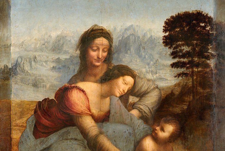 da vinci unfinished works: Leonardo da Vinci, The Virgin, and Child with Saint Anne, ca. 1503, Louvre, Paris, France. Detail.
