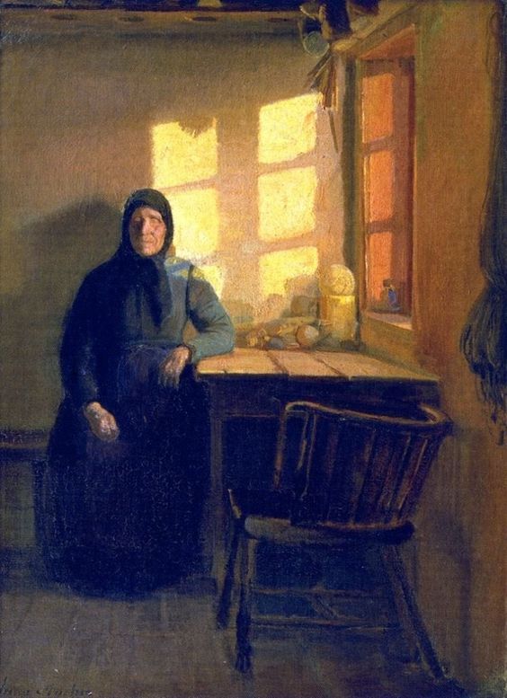 golden hour art: Anna Ancher, Sunshine in the Blind Woman’s Room, 1885. Pinterest.
