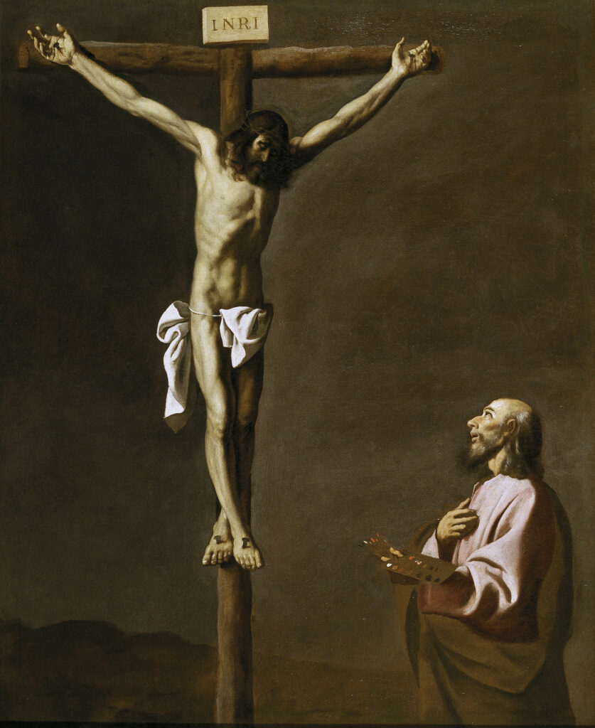 Francisco de Zurbarán: Francisco de Zurbarán, The Crucified Christ with a Painter, c. 1650, Museo del Prado, Madrid, Spain. Wikimedia Commons (public domain).
