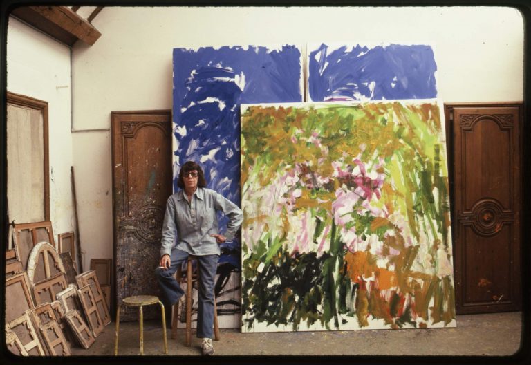 Joan Mitchell France: Robert Freson, Joan Mitchell in her Vétheuil studio, 1983. Joan Mitchell Foundation Archives.
