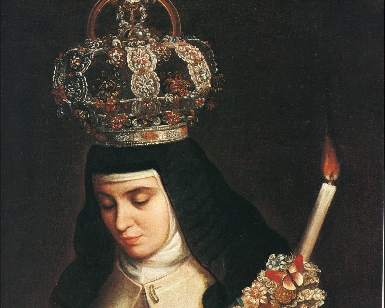 nun portraits mexico: Juan Patricio Morlete Ruíz, Sor Maria Francisca de San Pedro, 1760, private collection. Pinterest. Detail.
