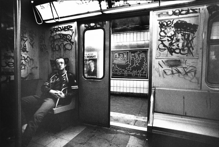 keith haring graffiti: Keith Haring in New York Subway Car, ca. 1984. Elephant.
