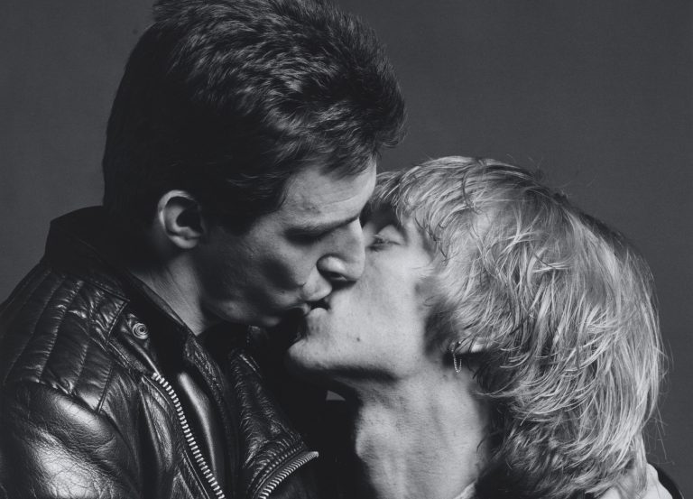 male homosexuality art: Robert Mapplethorpe, Larry and Bobby Kissing, 1979, Museum of Modern Art, New York, NY, USA. Detail.
