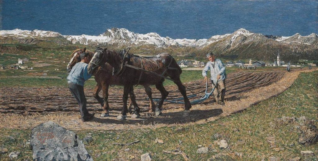 Giovanni Segantini, Plowing, 1890, Neue Pinakothek, Munich, Germany.