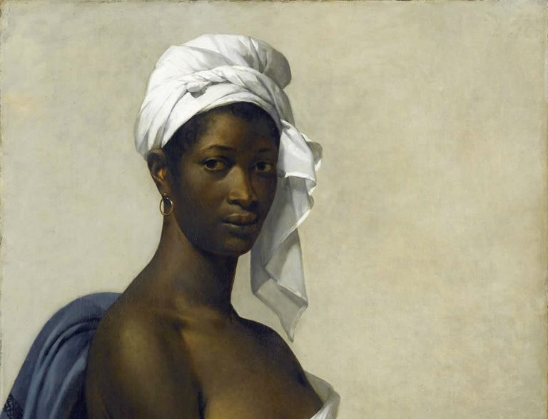 black models art: Marie Guillemine Benoist, Portrait of Madeleine, 1800, Louvre, Paris, France. Detail.
