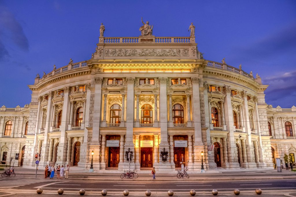Gottfried Semper and Karl von Hasenauer, Frontal view of the Burgtheater, opened in 1888, Vienna, Austria