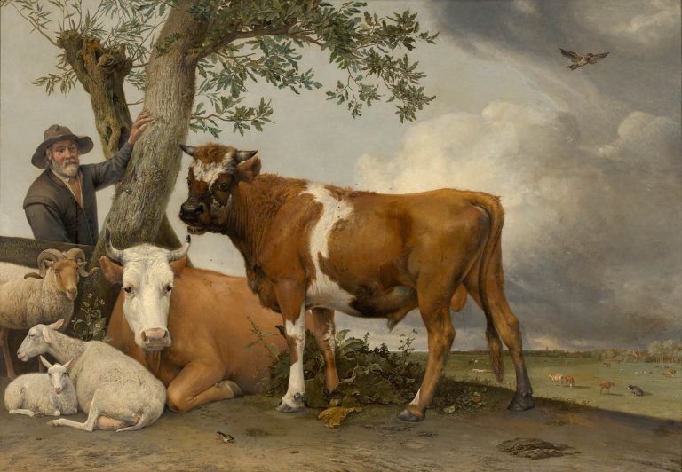 Dutch Golden Age Cows: Paulus Potter, The Bull, 1625-54, The Hague, Mauritshuis, Netherlands.
