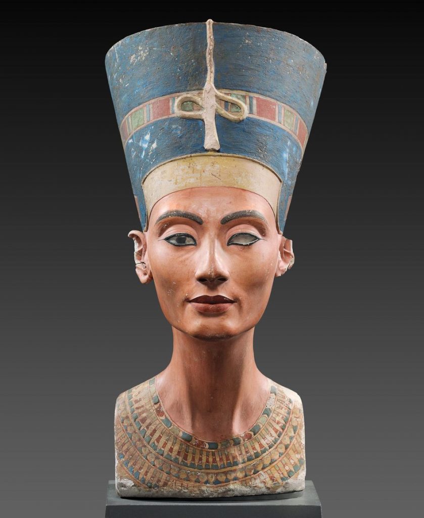 Women in art: Bust of Nefertiti, 1345 BCE, Neues Museum, Berlin, Germany.
