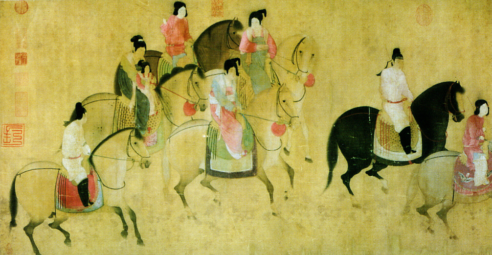 Women in art: Zhang Xuan, Spring Outing of the Tang Court, 8th century CE, Liaoning Provincial Museum, Shenyang, China.
