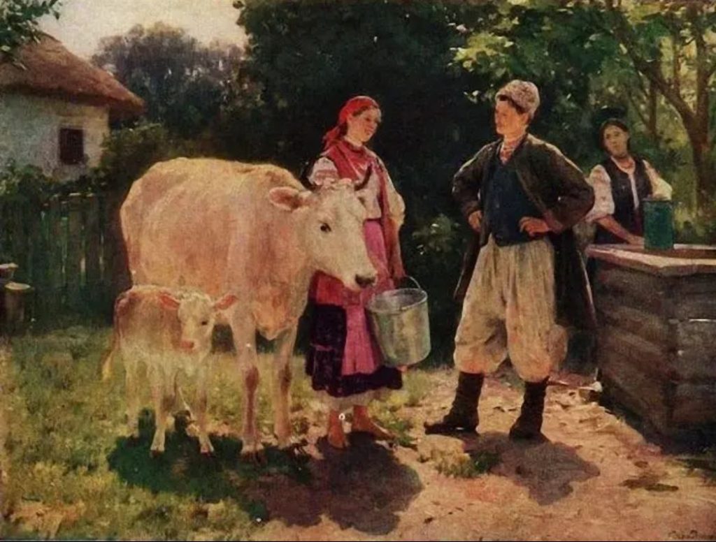 Mykola Pymonenko. Mykola Pymonenko, Young people (at the well), 1909, National Museum Art Museum of Ukraine, Kyiv, Ukraine.