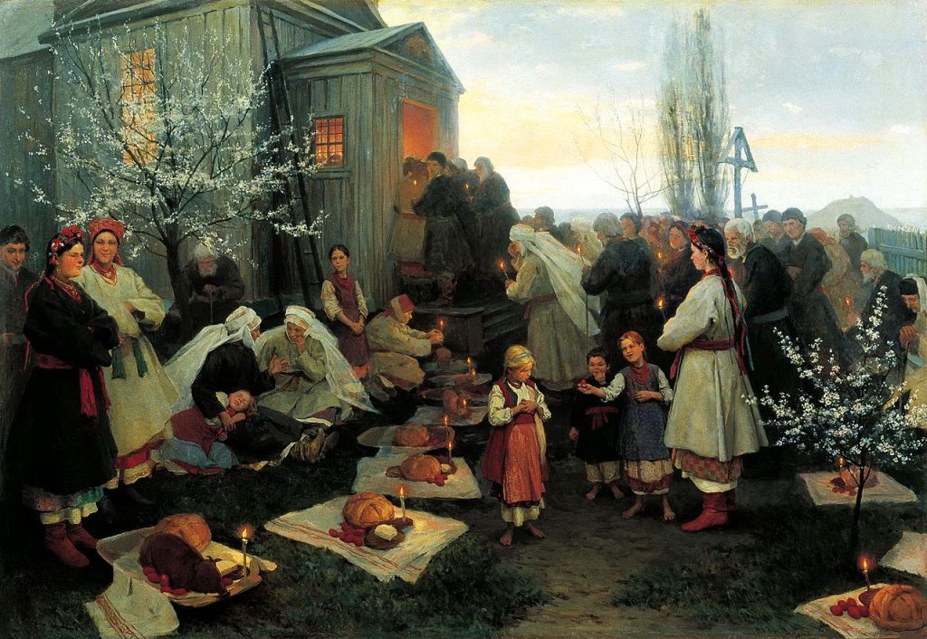 Mykola Pymonenko. Mykola Pymonenko, Easter Matins in the Ukraine, 1891, Rybinsk State Historical, Architectural and Art Museum Preserve, Rybinsk, Russia.
