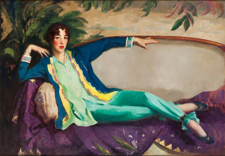 female art patrons: Robert Henri, Gertrude Vanderbilt Whitney, 1916, Whitney Museum of American Art, New York, NY, USA. Detail.
