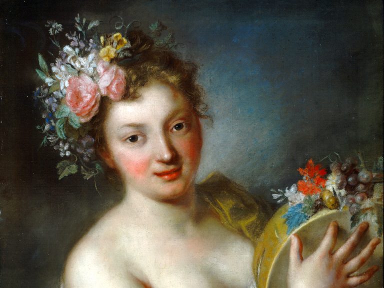 Rosalba Carriera: Rosalba Carriera, The Allegory of Music, 1712, Bavarian National Museum, Munich, Germany. Wikimedia Commons (public domain).Detail.
