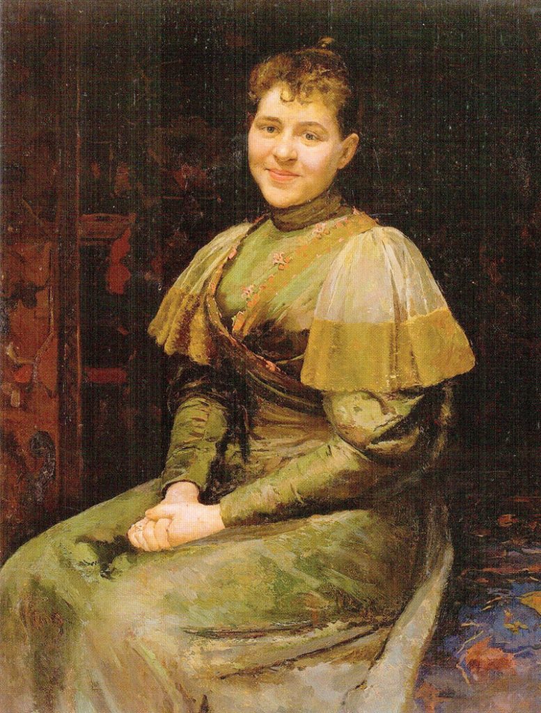 Mykola Pymonenko: Mykola Pymonenko, Portrait of the artist’s wife Olexandra Volodymyrovna Pymonenko, 1893, National Art Museum of Ukraine, Kyiv, Ukraine.
