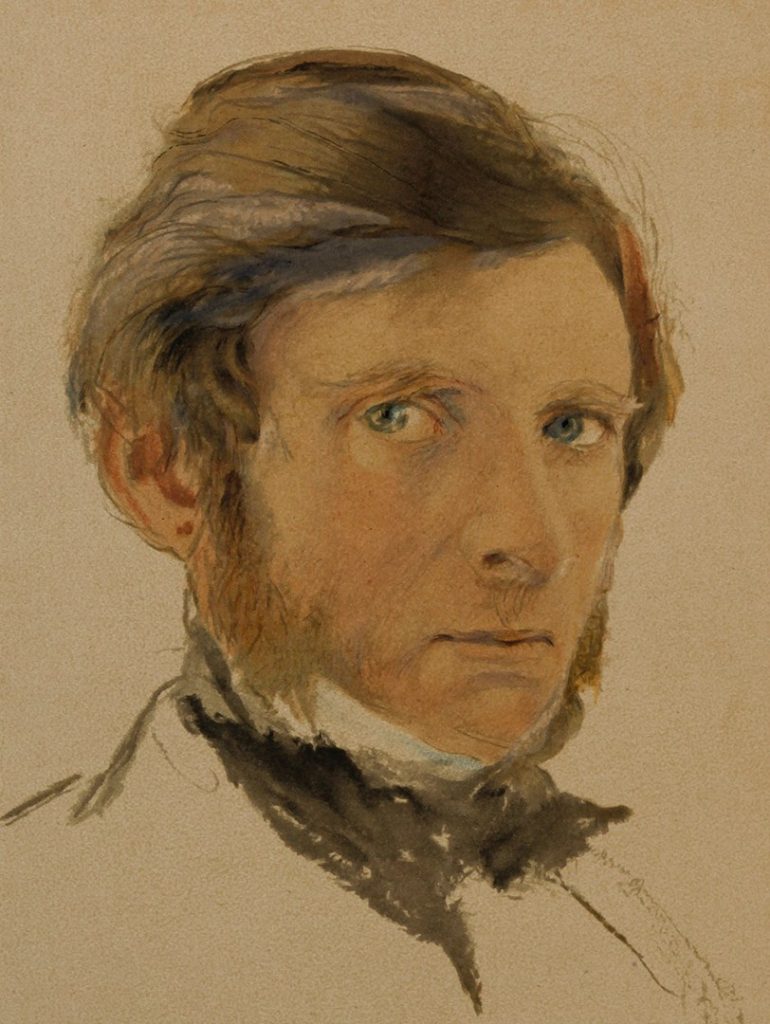John Ruskin, watercolour self-portrait from The Works of John Ruskin, 1903-1912, the National Gallery, London, UK.