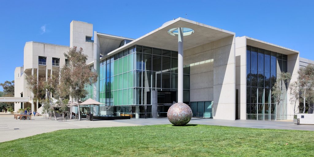 museums australia: National Gallery of Australia, Canberra, Australia. Photograph by Thennicke via Wikimedia Commons (CC BY-SA 4.0).
