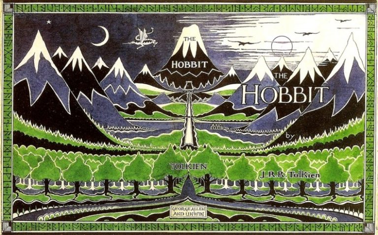 Tolkien illustrations: J. R. R. Tolkien, Dust jacket design for The Hobbit, 1937, The Morgan Library & Museum, New York, NY, USA.
