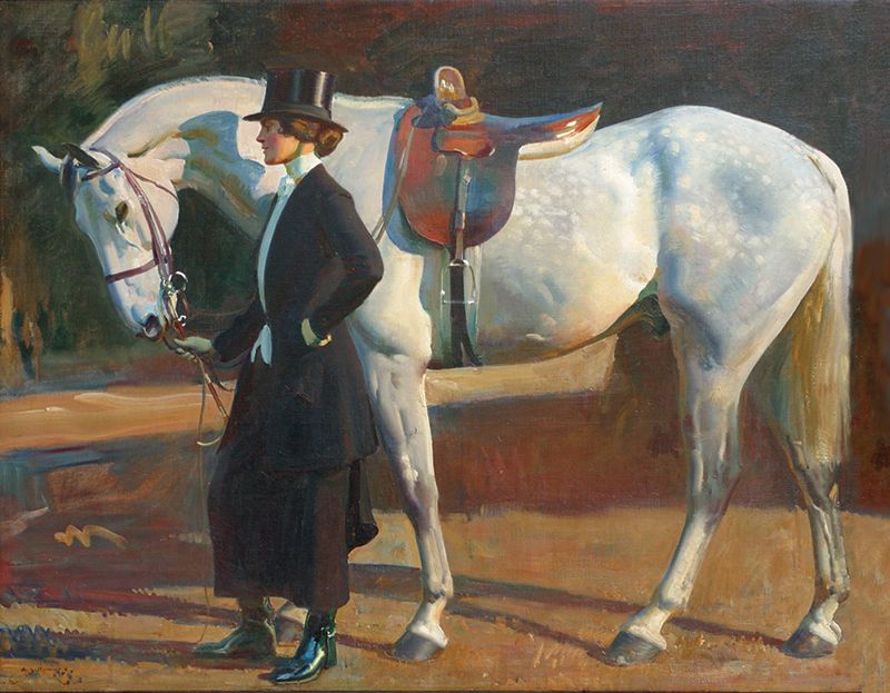 alfred munnings: Alfred Munnings, My Horse is My Friend: The Artist’s Wife & Isaac, c. 1922, Pebble Hill Plantation, Thomasville, GA, USA. © The Estate of Sir Alfred Munnings, Dedham, Essex, UK.
