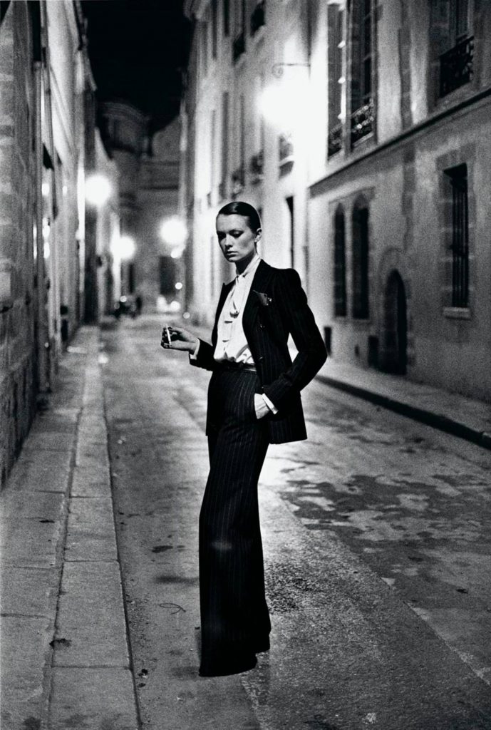fashion photographers: Helmut Newton, Le Smoking, Paris collections, from White Women series, 1975. Vogue.
