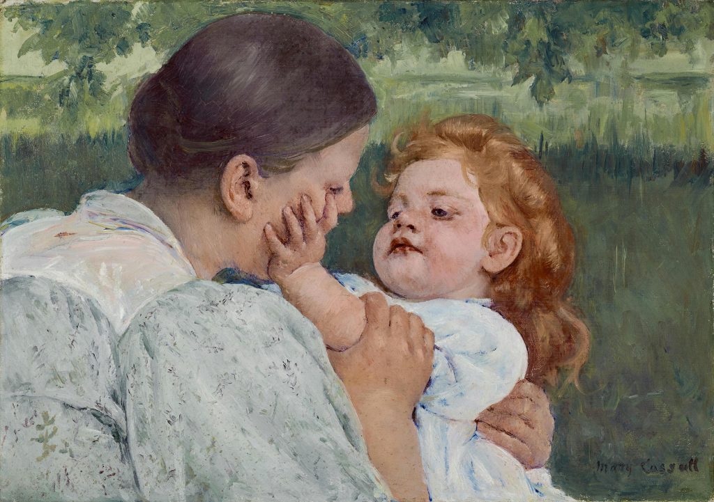mary cassatt motherhood: Mary Cassatt, Maternal Caress, c. 1896, Philadelphia Museum of Art, Philadelphia, PA, USA. Museum’s website.
