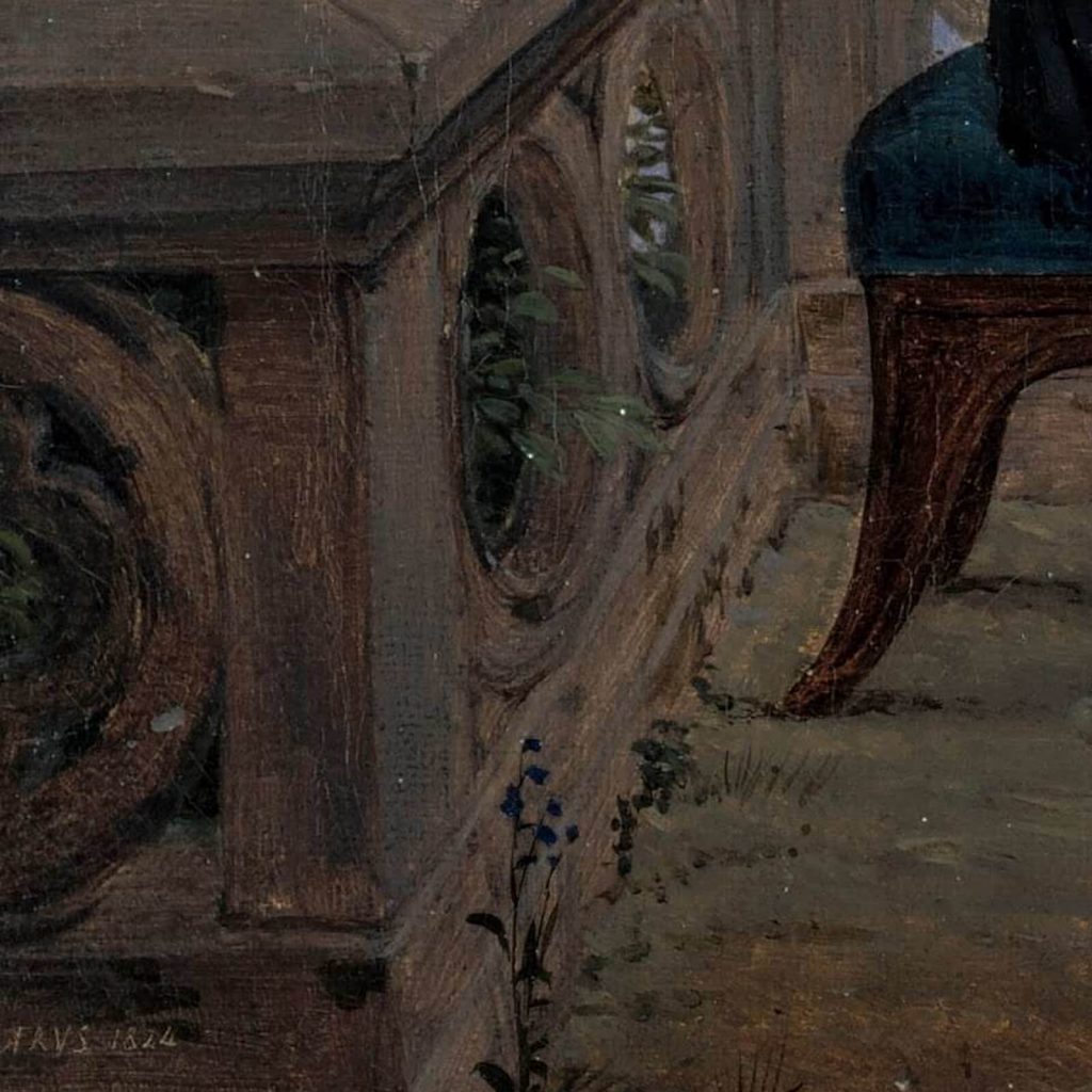Carl Gustav Carus: Carl Gustav Carus, Woman on the Balcony, 1824, oil on canvas, Galerie Neue Meister, Dresden, Germany. Detail.
