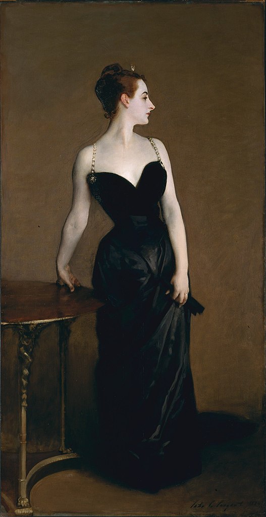 dresses in art: John Singer Sargent, Portrait of Madame X (Madame Pierre Gautreau), 1883–1884, The Metropolitan Museum of Art, New York, NY, USA.
