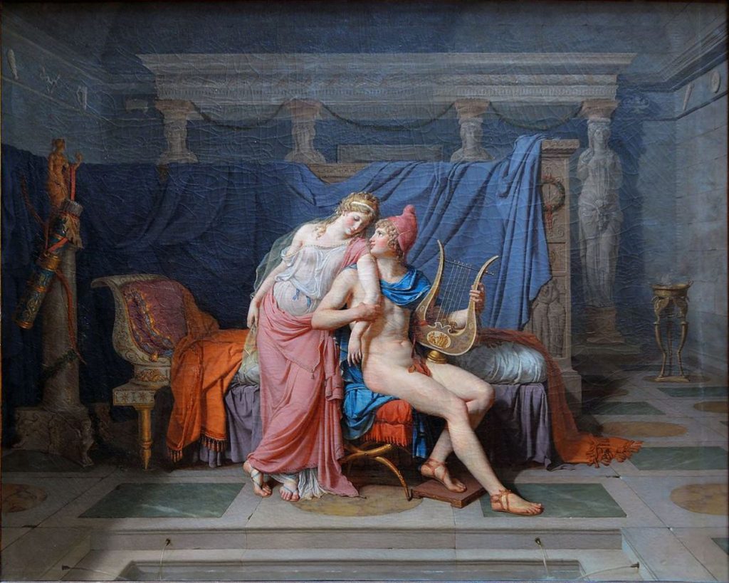Paris Salon. Jacques-Louis David, The Loves of Paris and Helen, 1789, Musée des Arts Décoratifs, Paris, France.