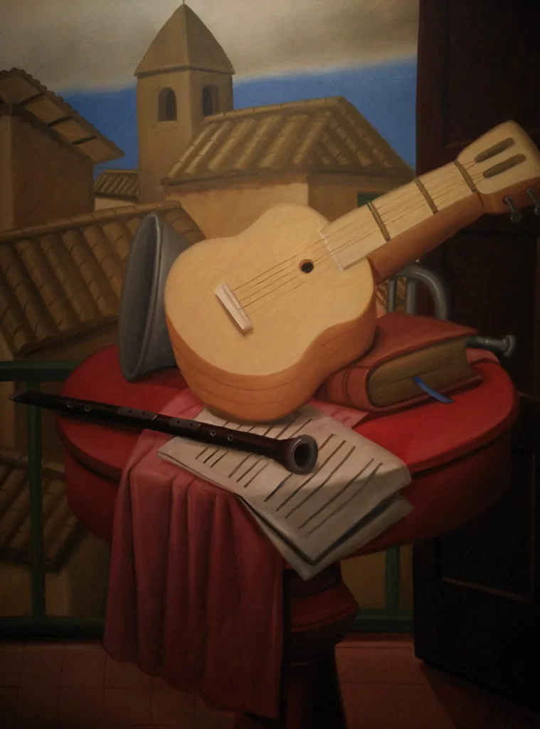 Facts Fernando Botero, Still Life with Guitar, 2002