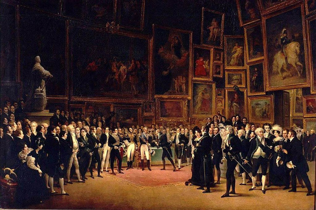 Paris Salon: François Joseph Heim, Charles V Distributing Awards to the Artists at the Close of the Salon of 1824, 1824, Musée de Louvre, Paris, France.
